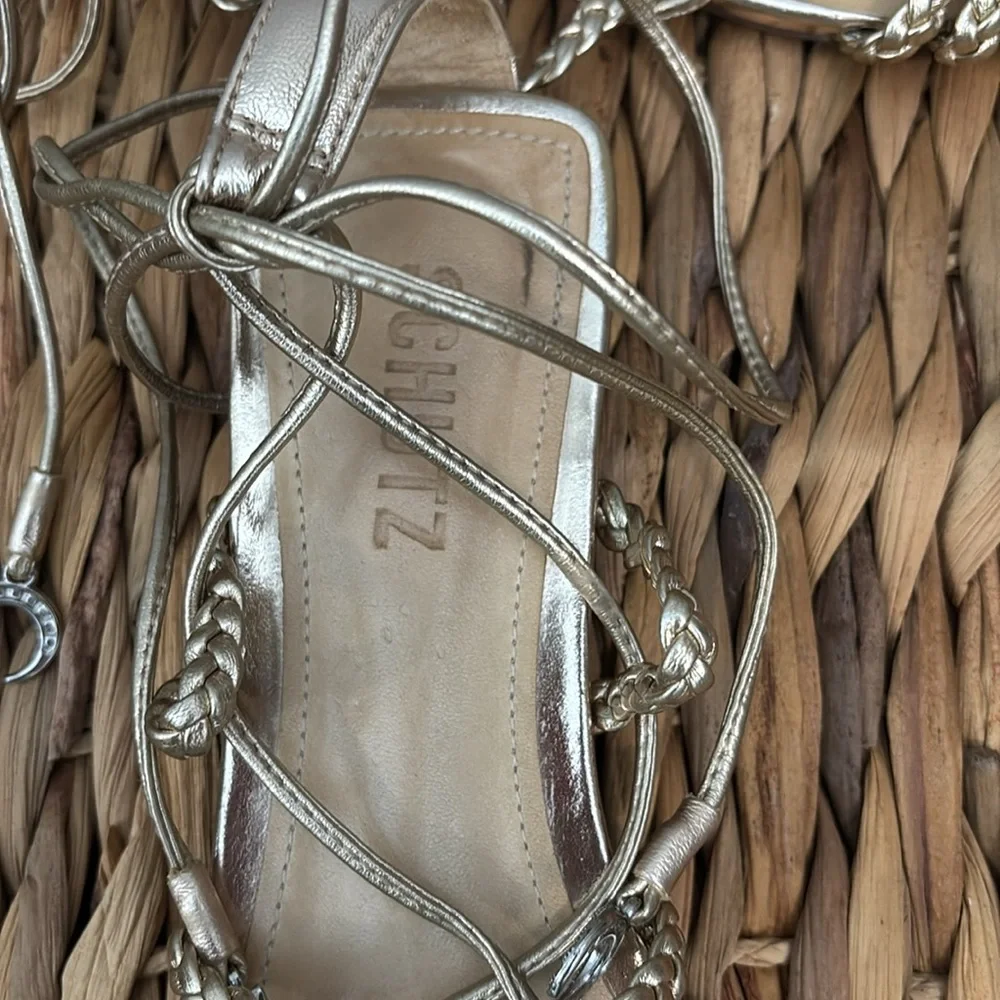 SCHUTZ size 8 Metallic Gold Braided Sandals - Picture 6 of 10